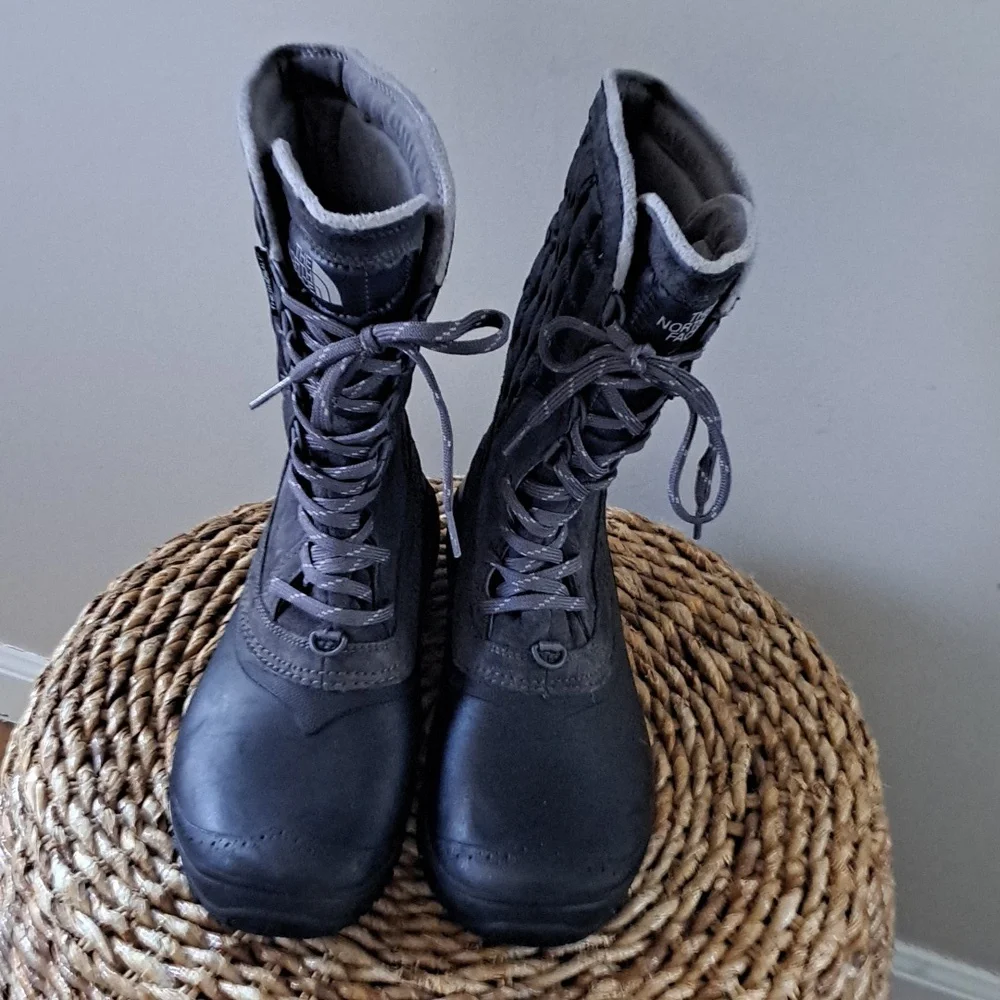 The North Face Womens‎ Thermoball Black/Grey Winter Boot Waterproof Insulated 10